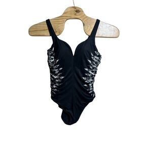 Miraclesuit Temptress One Piece Swimsuit Black White Graphic 6531139 Womens 14